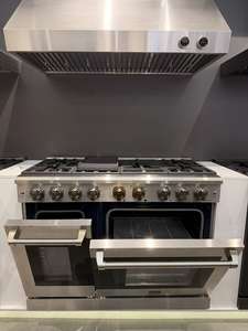 Four à convection professionnel à double fourneau à gaz avec plaque de cuisson en émail noir, grande surface de cuisson pour usage domestique - Product Image 4