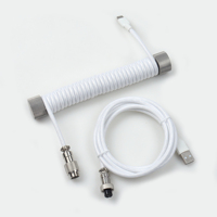 Câble de clavier mécanique USB Type-C personnalisé enroulé avec blindage tressé et gaine en nylon, connecteurs aviateur