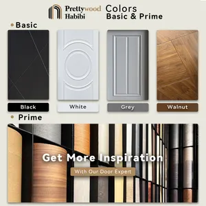 Prettywood Residential Half Geometric Design Modern Villa Waterproof Solid Wooden Exterior Front Entry Door For Houses
