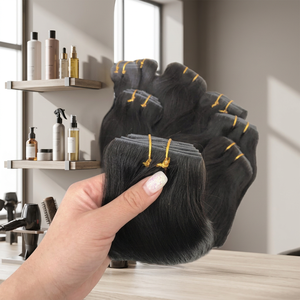Extensions de cheveux indiens Remy vierges 100% invisibles à clipser, double trame, en cheveux humains bruts, tissage machine double trame - Product Image 2