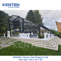 Tente de réception de luxe KENTEN USA Project Outdoor, structure noire, verre, pour fêtes, mariages, événements, tente commerciale en aluminium transparente, type atrium.