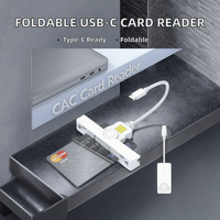 Lecteur de cartes intelligentes externe pliable USB Type-C de marque OEM, matériau ABS, 13,56 MHz, protocole ISO 14443A, fabriqué dans le Guangdong