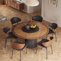 Table à manger ronde en bois massif de luxe moderne ensemble de chaises 4 6 8 places salon restaurant rotatif noir meubles designs