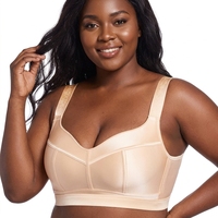 Soutien-gorge sans armatures ajustable push-up rembourré en satin fin, couvrance totale, sans bonnet, best-seller, contrôle des aisselles, grandes tailles