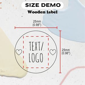 Personalized Custom Laser Engraved Heart-Shaped Openwork Round <b>Wooden</b> Tag 25x25mm Durable for Bags Shoes Clothing Keychain - Product Image 6