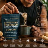 Complément alimentaire végétalien certifié GMP, marque privée, stimulant cérébral, antioxydant, nootropique, extrait de champignon Lion's Mane en poudre