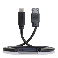 Câble adaptateur USB 3.0 vers E-SATA de 1 m, convertisseur Type-C vers ESATA avec prise en charge d'alimentation DC5V, gaine tressée en PVC