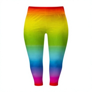Leggings de compression pour homme, longueur intégrale, motif arc-en-ciel, taille élastique, en Spandex et Polyester, coupe ajustée - Product Image 4