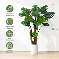 Tanaman Daun Monstera Buatan Ramah Lingkungan dengan Pot Putih, Pohon Palsu Perawatan Rendah untuk Dekorasi Rumah atau Kantor Dalam Ruangan.