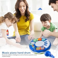 Multi-Functional Educational Plastic Puzzle Music Keyboard Piano Microphone Light Children's Drum Toys