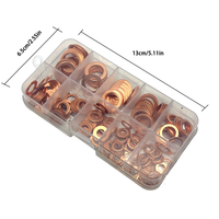 Assortiment de 200 rondelles d'étanchéité en cuivre de 9 tailles (M5, M6, M8, M10, M12, M14, 1mm, 1.5mm) pour bouchon de carter d'huile, avec boîte de rangement en plastique