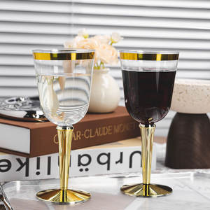 <span class=keywords><strong>Verre</strong></span> <span class=keywords><strong>à</strong></span> <span class=keywords><strong>vin</strong></span> en <span class=keywords><strong>plastique</strong></span> PS <span class=keywords><strong>à</strong></span> trois sections, couleur personnalisée, vaisselle jetable avec accents dorés en option sur le bord et la base pour les événements - Product Image 3