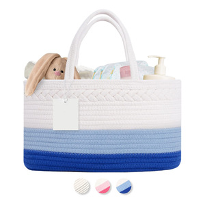 Portable Diaper Caddy Organisateur De Stockage Grand Bébé Coton Corde Pépinière Panier <span class=keywords><strong>Table</strong></span> À <span class=keywords><strong>Langer</strong></span> avec Diviseur <span class=keywords><strong>Amovible</strong></span> - Product Image 3