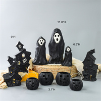 Lampes fantômes en céramique fabriquées à la main décorations d'Halloween Figurines en céramique avec lumières LED décor fantôme pour Halloween