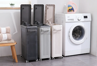 Vente en gros Panier à linge pliable en plastique PP Panier à linge avec roulettes Boîte de salle de bain Conteneur pour vêtements Jouets Pliable