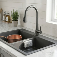 Robinet de cuisine monocommande chaud/froid en laiton sans plomb, extractible et rotatif, pour évier et douche de comptoir