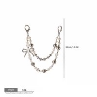 Collection EDGE – Porte-clés Lettre Perlée Blanche, Accessoire de Sac à Main Étoile Cerise, Breloque Tendance pour Femme