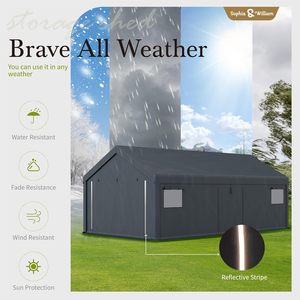 Heavy Duty 13x24 ft Gris Portable Garage Stockage Hangar Rouleau Porte Carport Auvent pour Automobile <span class=keywords><strong>Moto</strong></span> et <span class=keywords><strong>Abri</strong></span> Vélo - Product Image 3