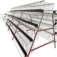 Cage à poules pondeuses galvanisée de type A à 4 niveaux pour 128 oiseaux, pour ferme