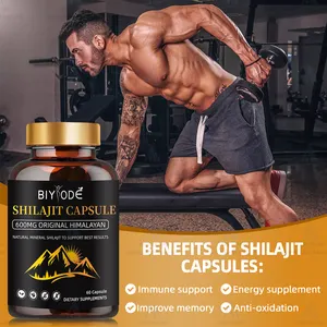 Shilajit Gummies ของแท้600มก. หิมาลัยบริสุทธิ์เพิ่มพลังงานสนับสนุนภูมิคุ้มกันและโฟกัส (60มัมมี่) อาหารเสริมเพื่อสุขภาพสมุนไพร