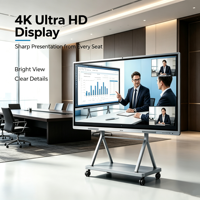 55-дюймовый интерактивный сенсорный LED-дисплей 4K, умная панель, оборудование для образования на Windows, настенный, широкоугольный, для совместной работы