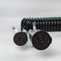 Cable de alimentación espiral de alta resistencia con aislamiento de PU, nuevo, de 7 pines, metálico, para remolque, negro y verde
