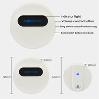 LUCKARM Sonnette sans fil noire étanche sans batterie avec sonnerie cinétique UK US EU Plug pour hôtels appartements et maisons