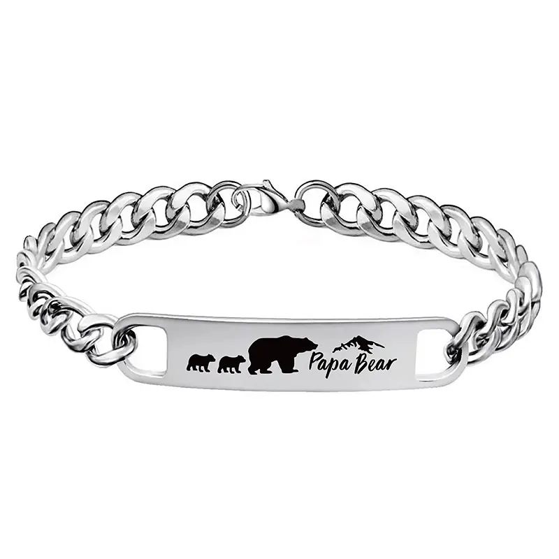 Ywganggu individuelles Großhandel-Edelstahl-Charman-Armband modisches Eisbären-Armband graviertes Geschenk für Vater