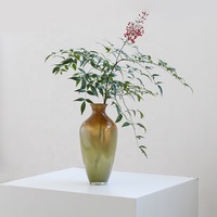 Bixuan Élégant Nature Ambre Vert Soufflé À La Main Gradient Verre Vase Moderne Classique Intérieurs Décoratif Pièce Maîtresse
