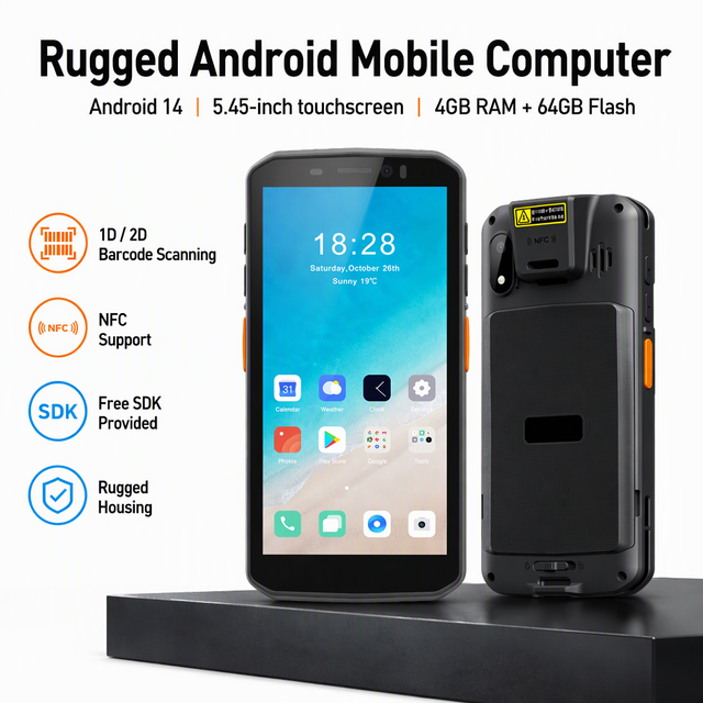 New Arrival 4G Handheld PDA Barcode Scanner Android 14 NFC 1D/2D QR Code Reader 64GB WiFi 5.2 for Express & Courier Logistics