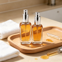 Flacon pulvérisateur carré en verre ambré de 10/20/30/50/100 ml pour huiles essentielles et parfums, avec pompe pulvérisatrice noire pour huile capillaire