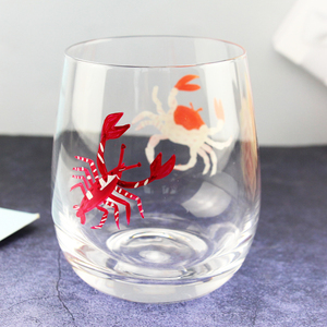 Nuovi Bicchieri da Vino Senza Stelo Dipinti a Mano con Animali Marini, Design Estivo 2025, Personalizzabili con Cervo, Granchio, Pesce, Aragosta - Product Image 6