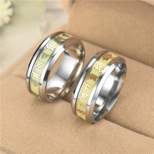 <strong>Finger</strong> <strong>Ring</strong> Buddhist Men Luminous Stainless Steel <strong>Rings</strong> Glow in the Dark <strong>Ring</strong> - Product Image 4
