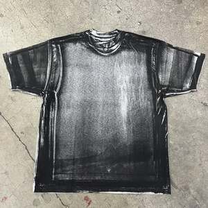 Camiseta Personalizada Lisa con Efecto Cepillado, Camiseta Oversize con Estampado de Pintura a la Tinta para Hombre - Product Image 2