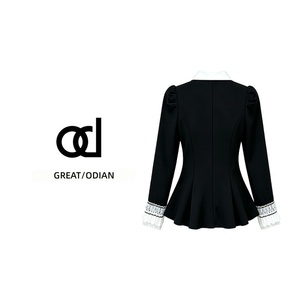 1590 Blouse élégante pour femme style cour, manches longues bouffantes, dentelle, nœud décoratif, chemise <span class=keywords><strong>à</strong></span> peplum, hauts formels vintage pour femme - Product Image 2