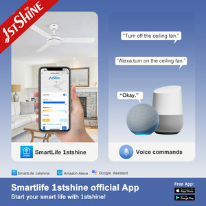 Ventilador de techo de 3 aspas de madera MDF blanco, sin luz, 1 unidad - Product Image 6