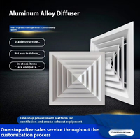 Diffuseur carré en alliage d'aluminium en gros, grille de ventilation arrière à quatre côtés, persienne d'aération pour climatisation centrale, design graphique