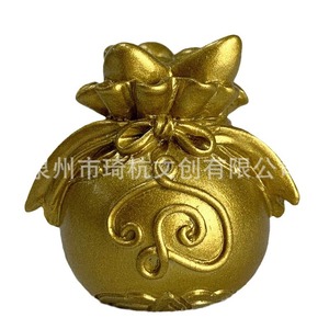 Bolsa de la suerte de estilo chino, decoración de lingotes de oro y plata, forma redonda, resina sintética, decoración del hogar para sala de estar, dormitorio, estudio - Product Image 5