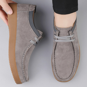 Scarpe da Guida Casual da Uomo in Camoscio Grigio Tinta Unita, Morbide, Traspiranti, Leggere, Antiscivolo, Versatili, con Lacci e Punta Tonda, Ideali per la Primavera - Product Image 3