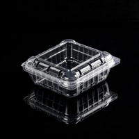 Boîte en PET pour fruits rouges à ouverture facile avec couvercle à charnière, pour myrtilles, framboises, fraises, fruits frais, qualité alimentaire, recyclable