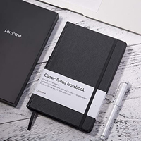 Diario de Gratitud Negro Simple y Portátil con Banda Elástica Cosida, Tapa Dura de Cuero PU, Color Personalizado y Logotipo Personalizado