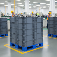 Caisse en plastique solide de norme européenne, conteneur industriel empilable à forte capacité pour la solution de stockage des pièces automobiles