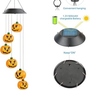 Solar Pumpkin Wind Chime Light <b>Halloween</b> <b>Decorative</b> <b>Outdoor</b> Garden Landscape Atmosphere Lamp - Product Image 4
