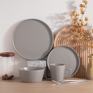 Vaisselle en céramique grise mate minimaliste en gros |   Ensemble de vaisselle en grès durable (assiettes, bols et tasses) pour cuisine moderne et restauration - Product Image 3