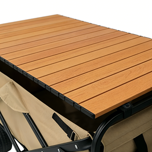Vagoneta Plegable Premium para Camping con Mesa de Madera, Carrito Utilitario Seguro con Base Antivuelco para <span class=keywords><strong>Playa</strong></span> y <span class=keywords><strong>Arena</strong></span> - Product Image 4