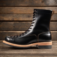 Bottes robustes de style Monkey en cuir véritable avec coutures Goodyear-Welted, bout mocassins, pour hommes