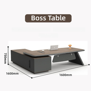 Venta al por mayor de muebles de oficina de <span class=keywords><strong>madera</strong></span> Escritorio de oficina ejecutiva en forma de L Gerente de lujo Ceo Mdf <span class=keywords><strong>Mesa</strong></span> de oficina con gabinete lateral - Product Image 4