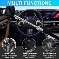 Dispositif de sécurité automobile à pédale en acier antivol à 3 touches Poignée télescopique Verrouillage du volant avec verrouillage du volant de voiture