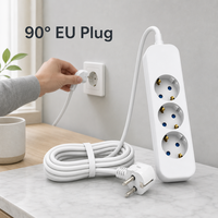Multiprise EU à 3 prises avec cordon d'extension de 1,5 m, conforme à la norme CEROSH, pour une utilisation à domicile ou au bureau