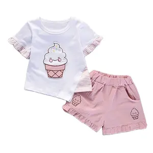 Korean version of the summer new suit children cotton ice short-sleeved cover children clothing wholesale